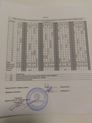График уборки декабрь секция А