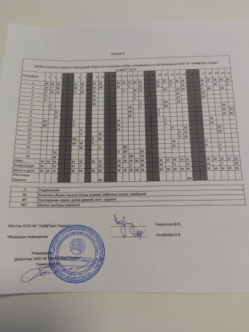 График уборки секция Б март